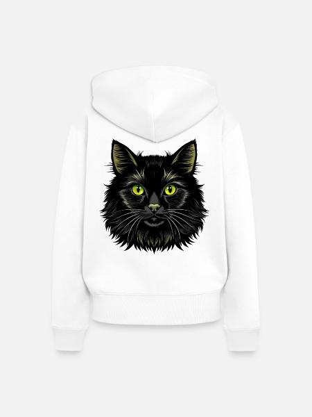 Flauschiges Katzengesicht - Frauen Premium Bio Zip Hoodie - Weiß