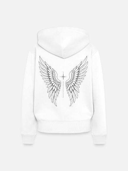 Nachtflügel mit Lichtlinien - Frauen Premium Bio Zip Hoodie - Weiß