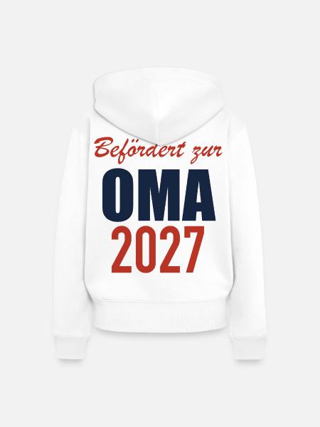 Befördert zur Oma 2027 - Frauen Premium Bio Zip Hoodie - Weiß