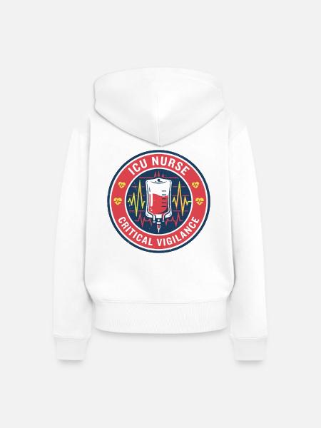 Intensivpfleger-Intensivpfleger-Vitalmonitor-Badge-Geschenk - Frauen Premium Bio Zip Hoodie - Weiß
