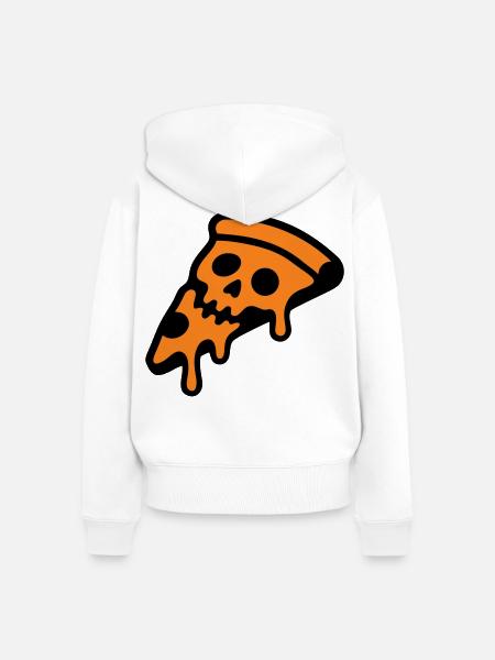 Pizza Totenkopf Halloween Grafik - Frauen Premium Bio Zip Hoodie - Weiß