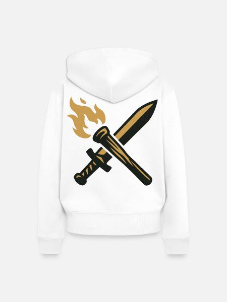 Schwert Fackel Gilden Wappen - Frauen Premium Bio Zip Hoodie - Weiß