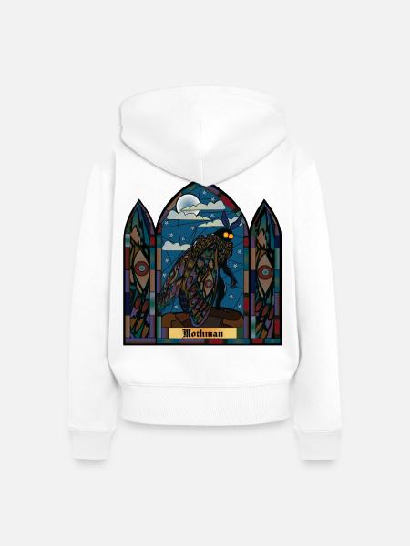 Mothman Buntglas - Frauen Premium Bio Zip Hoodie - Weiß