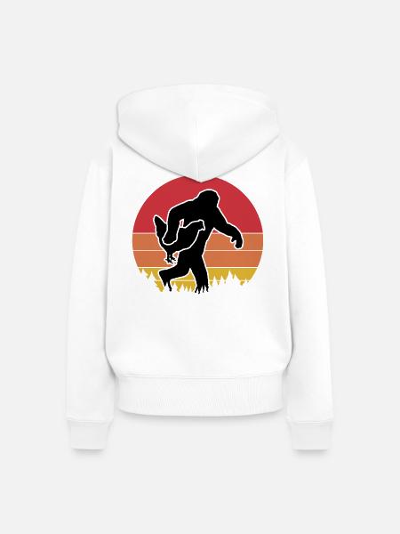 Bigfoot Huhn Retro - Frauen Premium Bio Zip Hoodie - Weiß