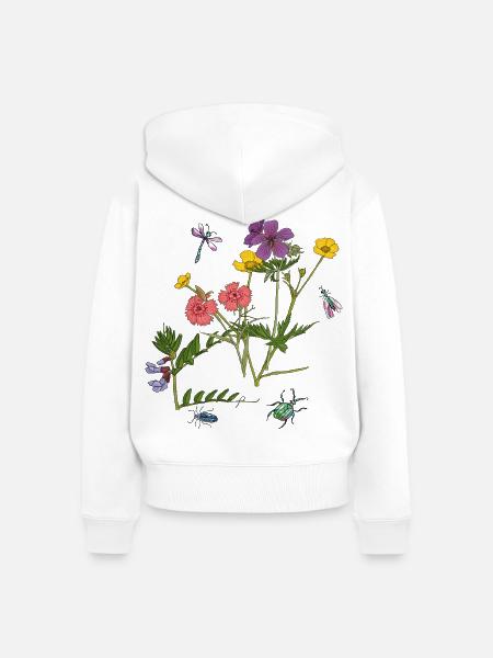 Blumenwiese - Frauen Premium Bio Zip Hoodie - Weiß