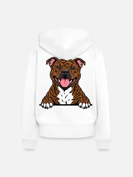 Staffordshire Bull Terrier - Frauen Premium Bio Zip Hoodie - Weiß