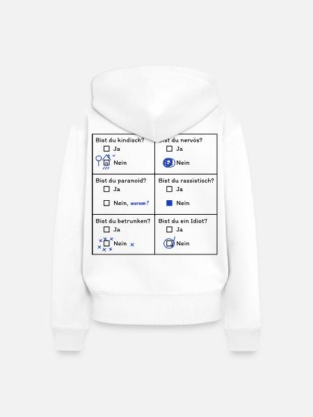 Psychotest Fragebogen Ja Nein - Frauen Premium Bio Zip Hoodie - Weiß