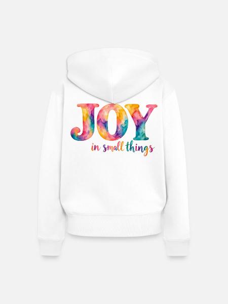 Joy in small things – bunter Aquarellspruch - Frauen Premium Bio Zip Hoodie - Weiß