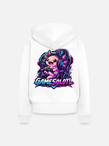  Gamesolotl Axolotl Spieler Cyberpunk - Frauen Premium Bio Zip Hoodie - Weiß