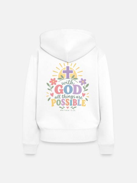 Mit Gott ist alles möglich. - Frauen Premium Bio Zip Hoodie - Weiß