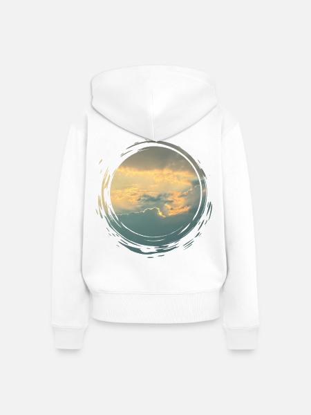 Sunlit Sky Circle Pinseldruck - Frauen Premium Bio Zip Hoodie - Weiß