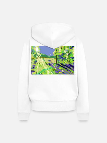 Impressionistische Sonnenlandschaft - Frauen Premium Bio Zip Hoodie - Weiß