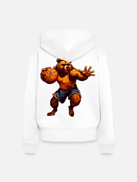Basketball Bär - Frauen Premium Bio Zip Hoodie - Weiß