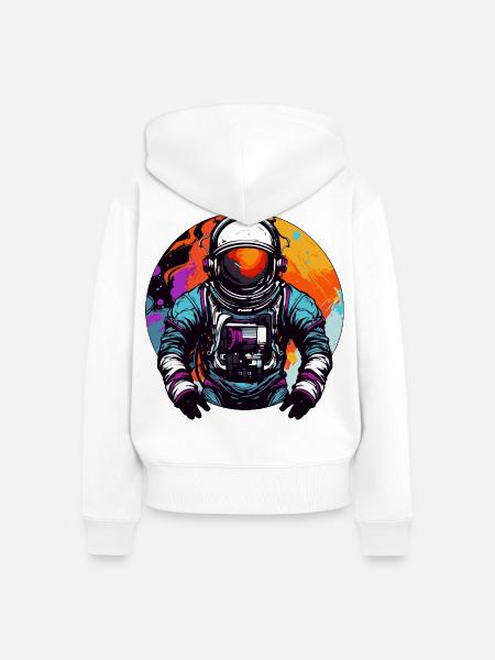 Astronaut im Weltall Bunt - Frauen Premium Bio Zip Hoodie - Weiß