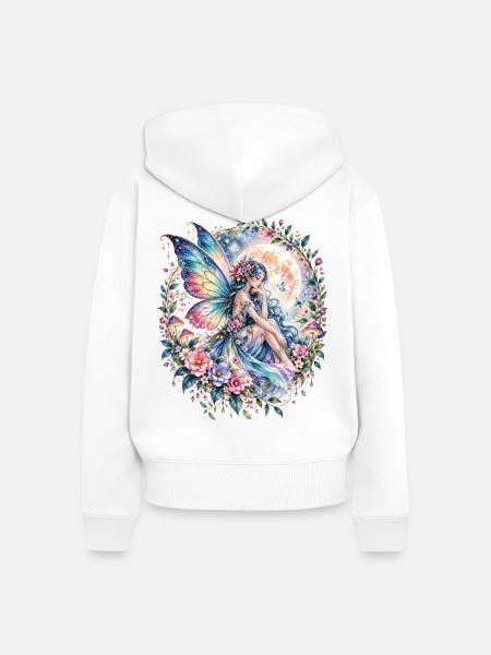 Mond, Fee, Feenfigur - Frauen Premium Bio Zip Hoodie - Weiß