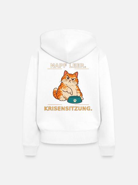 Krisensitzung der hungrigen Katze - Frauen Premium Bio Zip Hoodie - Weiß