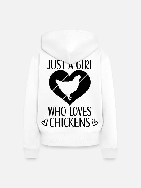 Huhn Statement Herz - Frauen Premium Bio Zip Hoodie - Weiß