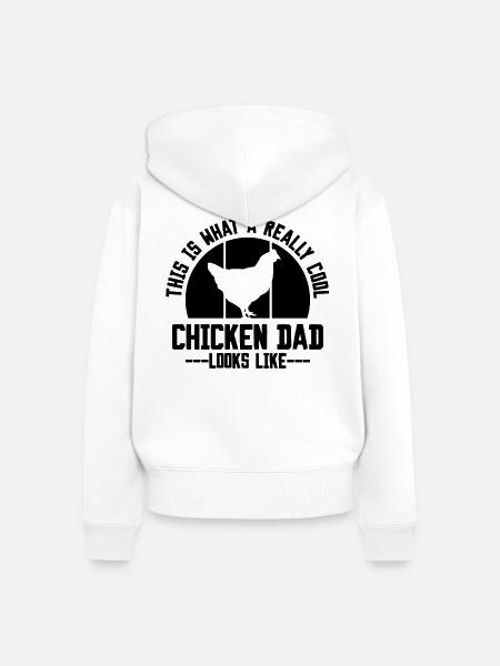 Huhn Papa Spruch Humor - Frauen Premium Bio Zip Hoodie - Weiß
