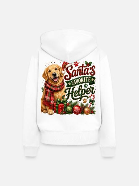 🎁 Weihnachts-Golden Retriever - Frauen Premium Bio Zip Hoodie - Weiß