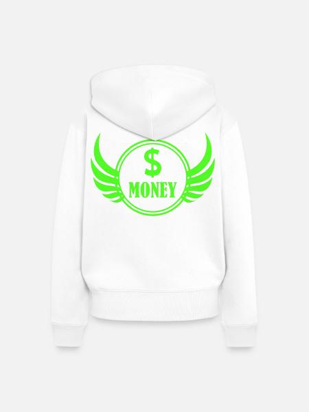 Winged Money Neon - Frauen Premium Bio Zip Hoodie - Weiß