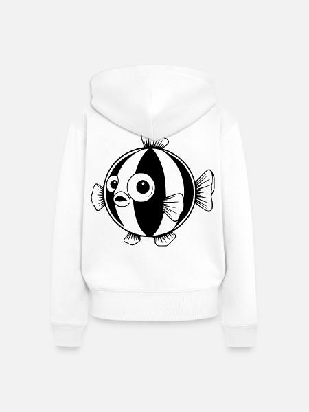 Lustiger Comic Kugelfisch Geschenk - Frauen Premium Bio Zip Hoodie - Weiß