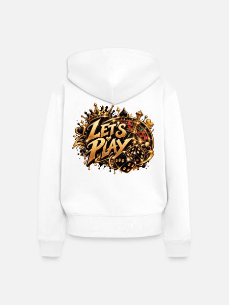 Let's Play Gold Casino Flair - Frauen Premium Bio Zip Hoodie - Weiß
