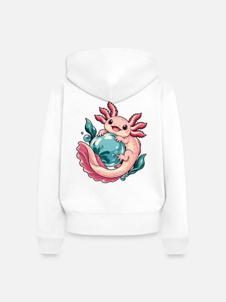 Axolotl-Blasengarten - Frauen Premium Bio Zip Hoodie - Weiß