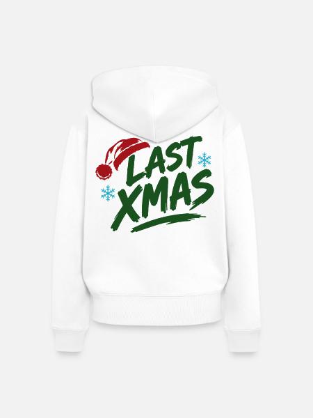Last Xmas Brush Logo - Frauen Premium Bio Zip Hoodie - Weiß