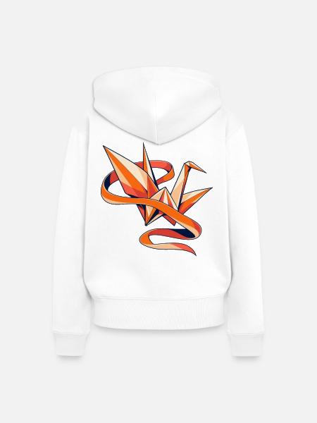 Papierkranich in einer Bandbrise - Frauen Premium Bio Zip Hoodie - Weiß