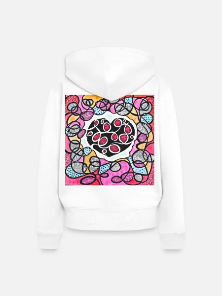 Auffällige rosa Herzen - Frauen Premium Bio Zip Hoodie - Weiß