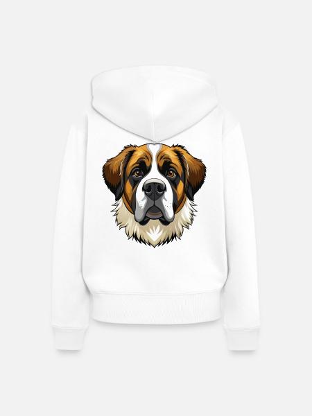 Bernhardiner Hundekopf - Frauen Premium Bio Zip Hoodie - Weiß