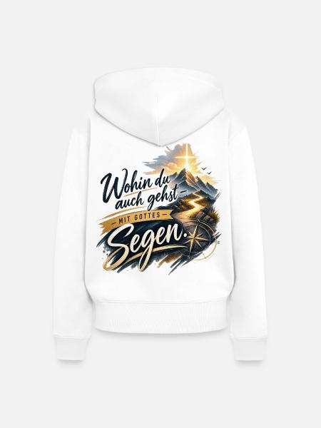 Jesus Gottesweg am Bergpfad - Frauen Premium Bio Zip Hoodie - Weiß