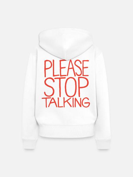 Bitte Stopp Reden - Frauen Premium Bio Zip Hoodie - Weiß