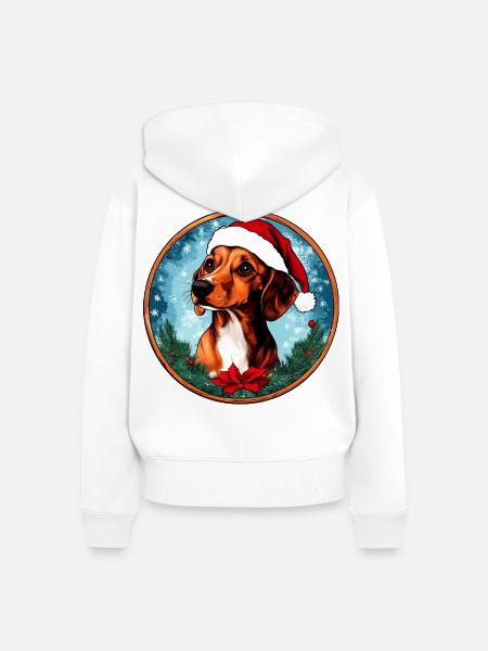 Dackel Weihnachten - Frauen Premium Bio Zip Hoodie - Weiß