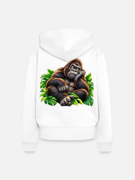 Loungegorilla im Dschungel - Frauen Premium Bio Zip Hoodie - Weiß