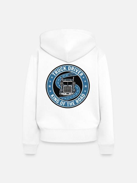 Lkw-Fahrer-König der Straßen-Sattelschlepper-Abzeichen-Geschenk - Frauen Premium Bio Zip Hoodie - Weiß