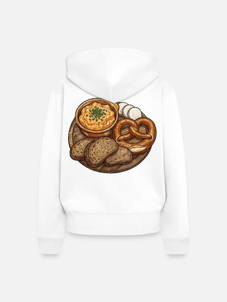 Rustikale Brotzeitplatte mit Obatzda - Frauen Premium Bio Zip Hoodie - Weiß