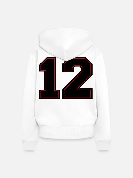 Rote Zahlen 12 Umriss - Frauen Premium Bio Zip Hoodie - Weiß