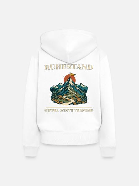 Ruhestand Gipfel statt Termine - Frauen Premium Bio Zip Hoodie - Weiß