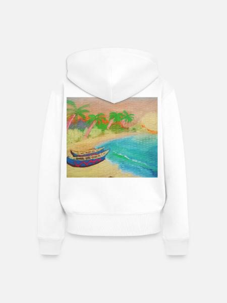 Insellandschaftsstrand und heißer Sand - Frauen Premium Bio Zip Hoodie - Weiß