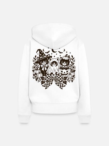 Halloween Katzen - Frauen Premium Bio Zip Hoodie - Weiß