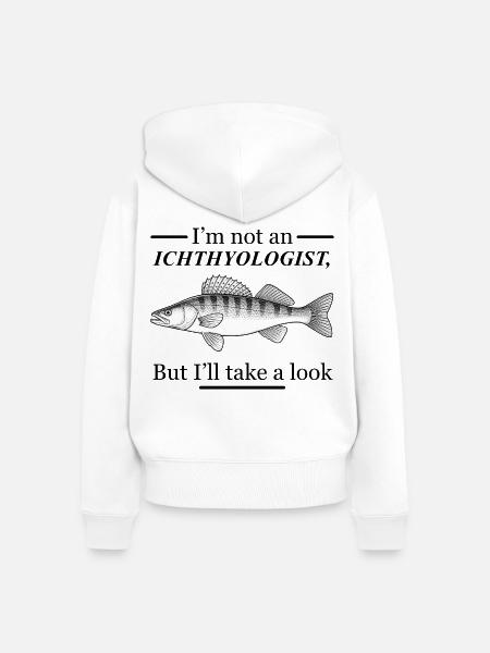 Ichtyologe und Fisch - Frauen Premium Bio Zip Hoodie - Weiß