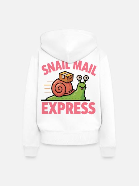 Schneckenpost – Snail Mail Express - Frauen Premium Bio Zip Hoodie - Weiß