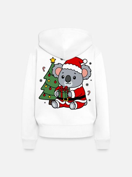 Süßes Kawaii-Koala-Weihnachts-Weihnachtsgeschenk - Frauen Premium Bio Zip Hoodie - Weiß