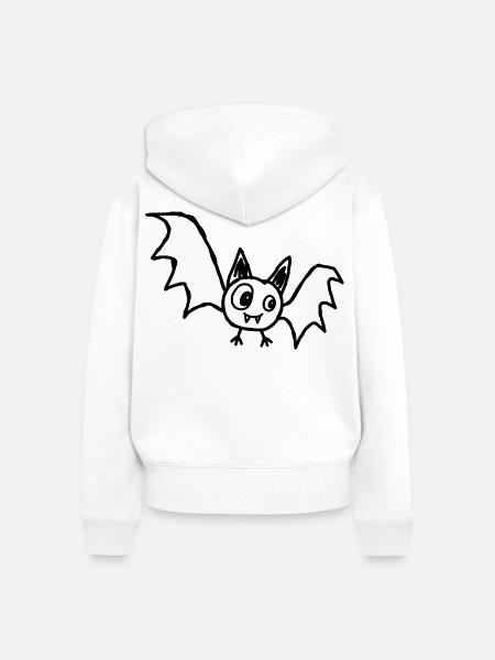 Niedliche Halloween-Fledermaus im Kritzelstil - Frauen Premium Bio Zip Hoodie - Weiß