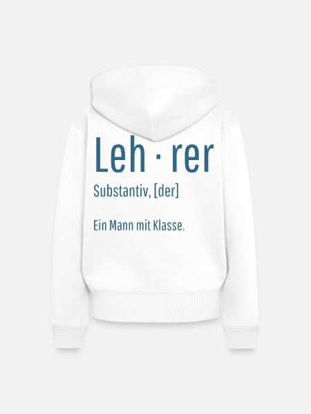 Lehrer Substantiv Definition Schule Geschenk - Frauen Premium Bio Zip Hoodie - Weiß