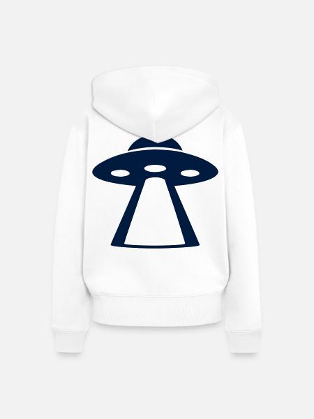 Ufo Lichtstrahl Silhouette - Frauen Premium Bio Zip Hoodie - Weiß