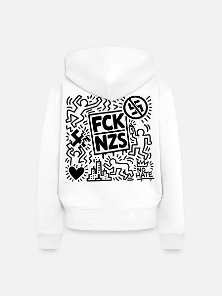 FCK NZS - Frauen Premium Bio Zip Hoodie - Weiß