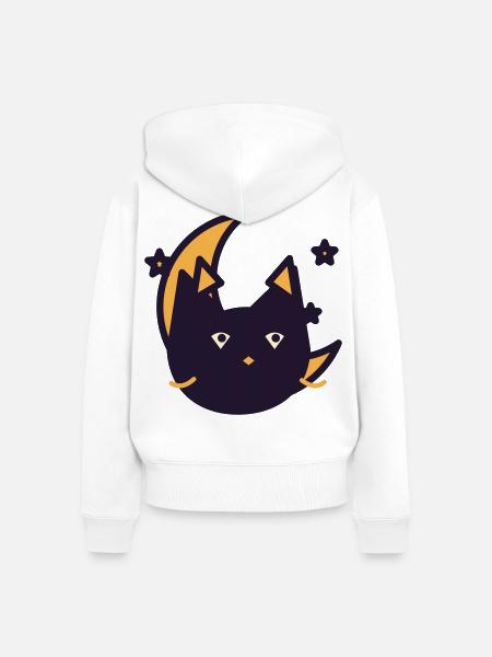 Mondkatze im Traumlicht - Frauen Premium Bio Zip Hoodie - Weiß