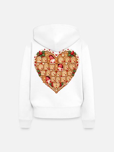 Lebkuchenherz Adventskalender mit Wichteln - Frauen Premium Bio Zip Hoodie - Weiß